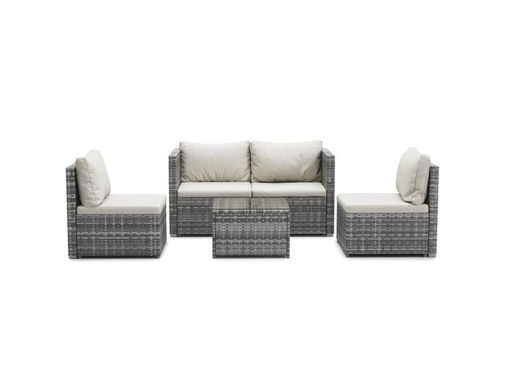 Rattanlounge CAGLIARI grau/weiss