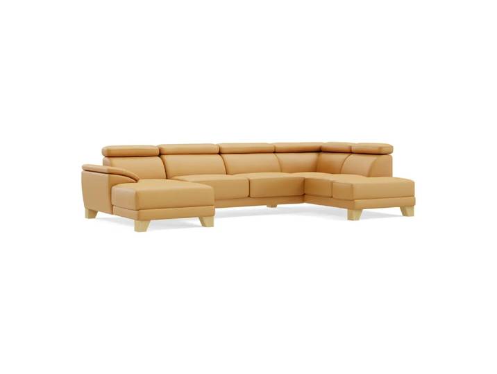 Ecksofa Lynn 2.0, Johann Jakob, kat. j, mercury curcuma, Leder