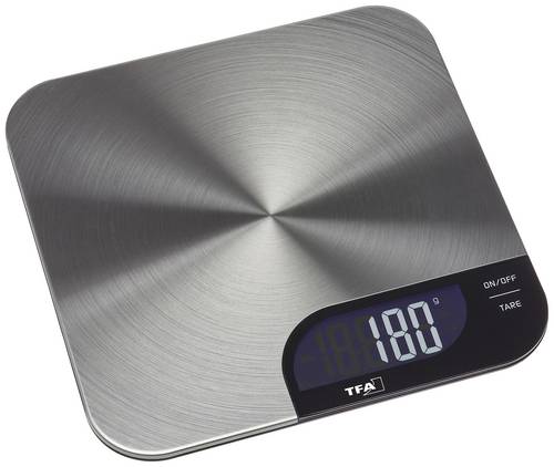 TFA Dostmann CHEESECAKE Küchenwaage digital Wägebereich (max.)=5199g Edelstahl 200 x 200 x 15