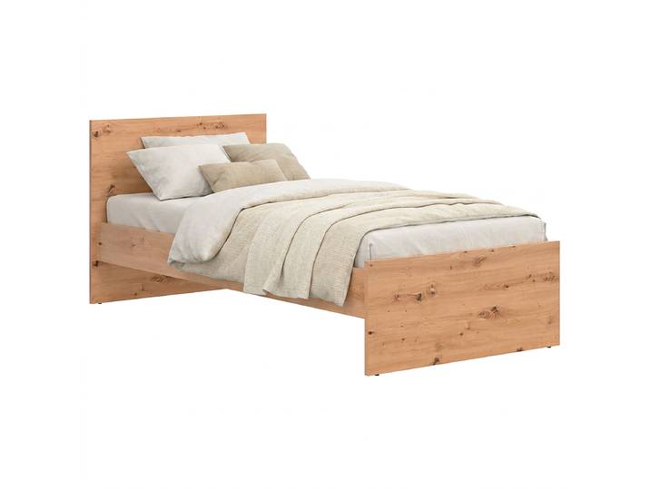 Bettgestell 90 x 200cm Spanplatte, beschichtet Holz/Braun Eiche
