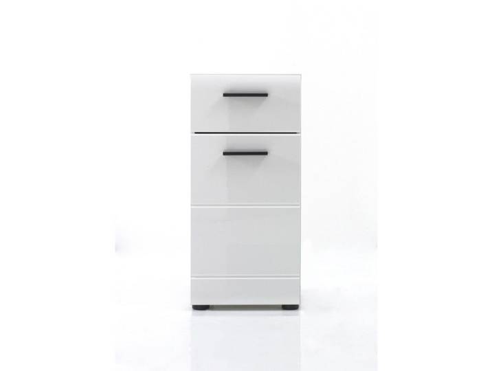 Meuble bas mélaminé blanc brillant. L - H - P : 30 79 31 cm