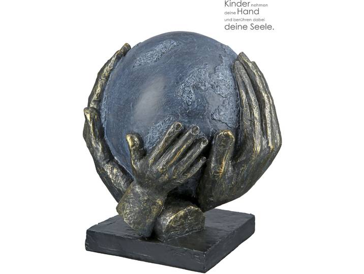 Dekofigur CASABLANCA BY GILDE Skulptur Save the World , braun (bronzefarben), B:18cm H:19cm T:15cm, Kunstharz, Dekofiguren, Dekofigur