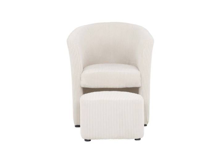 Fauteuil cabriolet et pouf CLAYTON II tissu lincoln beige