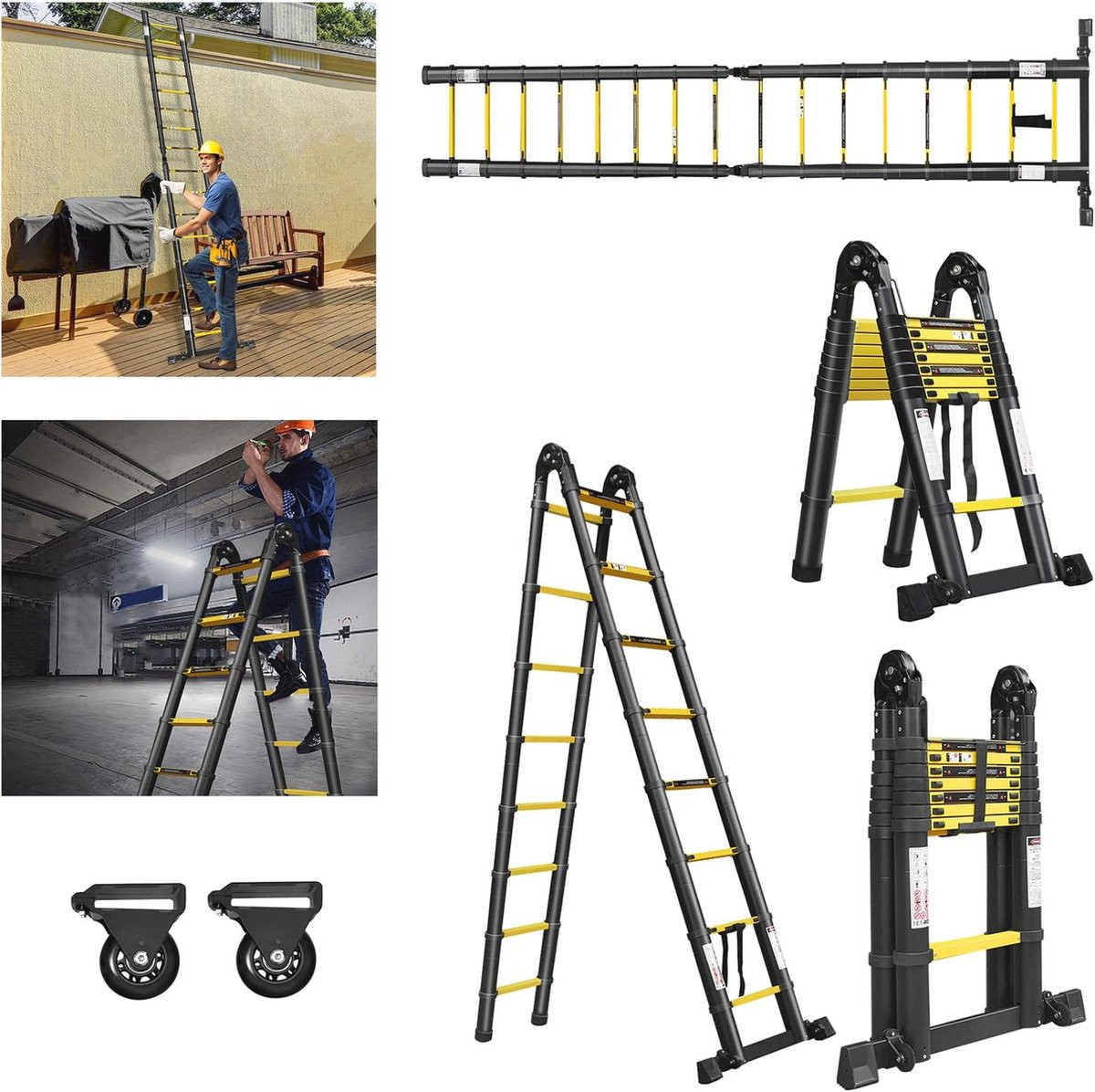 Aluminium Telescopische Ladder 5,0 m - Verstelbaar en Opvouwbaar