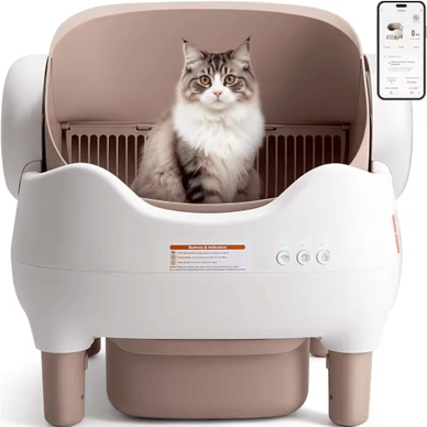 Inspire Picks Smart Self Cleaning Cat Litter Box Automatic Open Top Litter Pan With App Control white