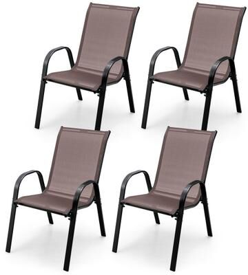 Costway 4 Pieces Stackable Patio Dining Chairs Set with Armrest-Brown