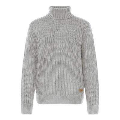 Rollkragenpullover OXMO "Rollkragenpullover OXEdna", Damen, Gr. S, grau (medium grau melange), Obermaterial: 100% Polyacryl PAN., Pullover Rollkragenpullover