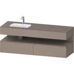 Duravit Collection One Einbauwaschtisch mit Konsolenwaschtischunterbau, 1600x550x600mm, Nische Basalt Matt, Becken links, QA4795043430000, Farbe: Basalt Matt