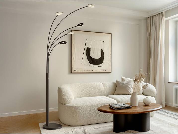 Fischer & Honsel LED Bogenstehlampe DENT Schwarz 225cm