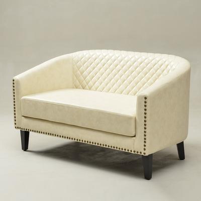 "KINWELL 50""W Tufted Faux Leather Upholstered Small Loveseat Sofa"