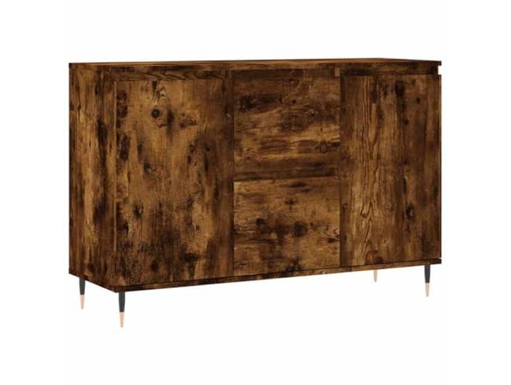 GHVBNMF Sideboard Räuchereiche 101,5x35x70 cm Kommode Holzwerkstoff Stabiler Beistellschrank mit robusten Eisenbeinen und Wandsicherung für Wohnzimmer, Flur oder Schlafzimmer.