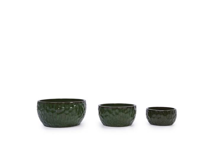 Blumentopf Keramikpflanztopf-Set handgemacht & atmungsaktiver Tonware, Grün, Rund, 19 cm, Dekoration, Blumen & Blumentöpfe, Übertöpfe