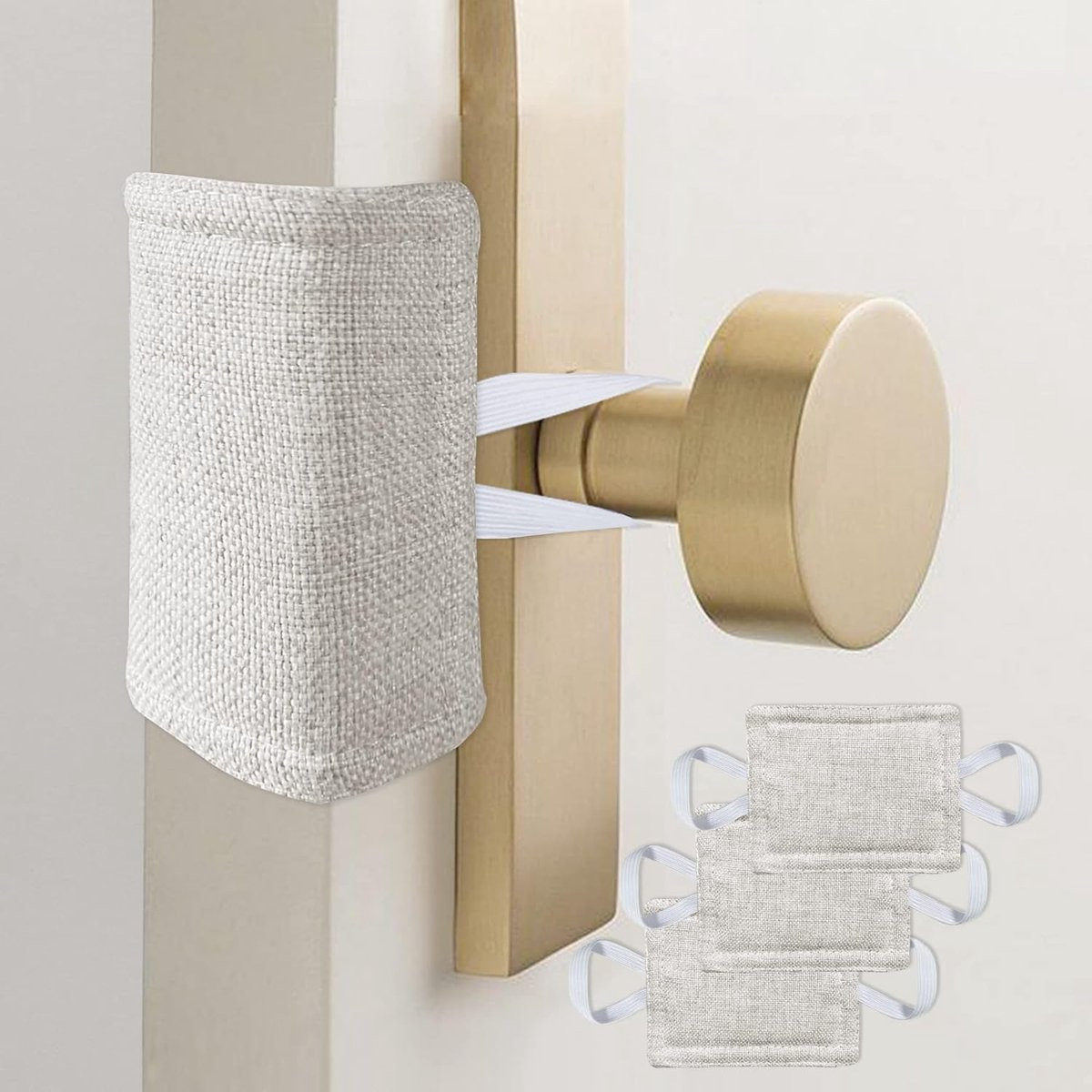 Merkloze Deurdemper en geluidsisolerende mat voor kinderdagverblijven en baby's, Beige, 3 stuks, 10 x 8 cm