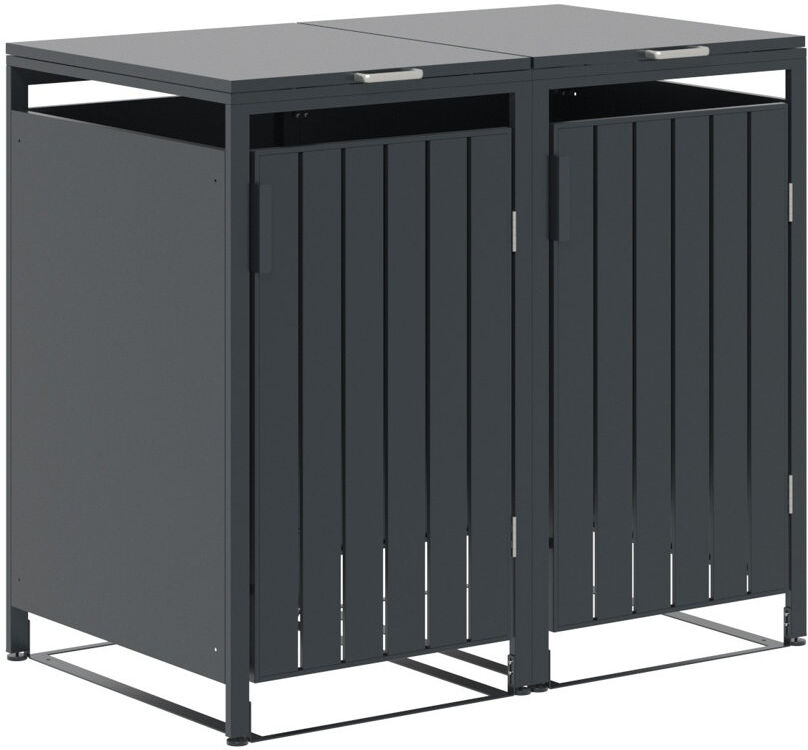 Garden Impressions Bilbao Double Bin Store Gray/Brown 118cm H X 136cm W X 80cm D