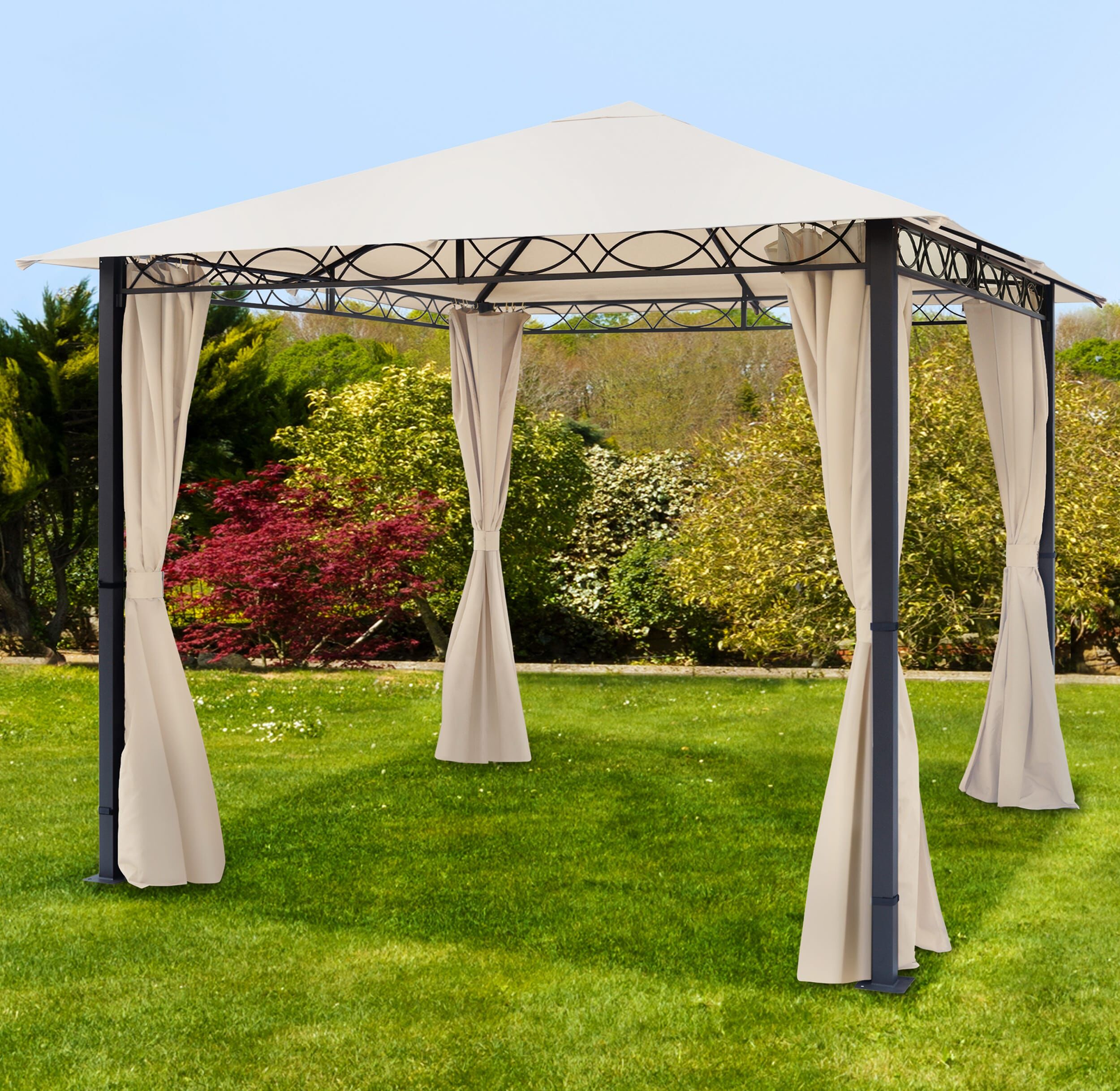 TOOLPORT 3x3 m Softtop Gartenpavillon, inkl. 4 Seitenteile, champagnerfarben - (300113)