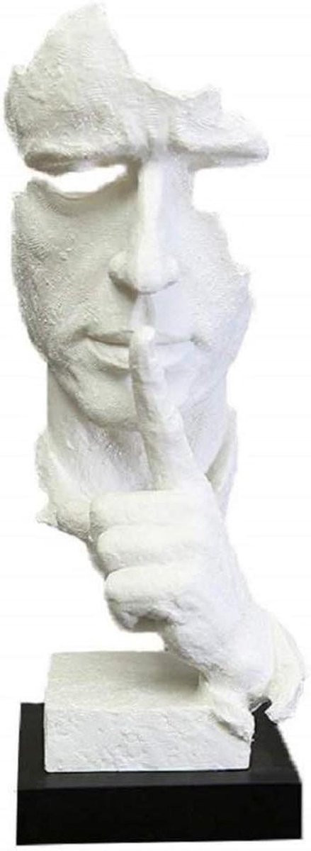 Abstract Beeld Denker Figuur Bureau Decoratie Wit Zwart Hoogte: 35 cm