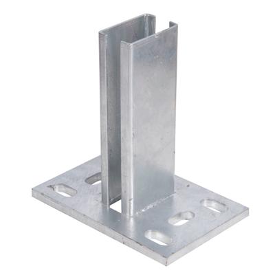 Pfostenträger ALBERTS, silber (silberfarben), B:15cm, Stahl, Bodenanker, für Zaunpfosten 60x40 mm für Doppelstabmatten, Platte 150x100 mm