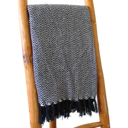 Boho Comfort Throws - Navy Zigzag