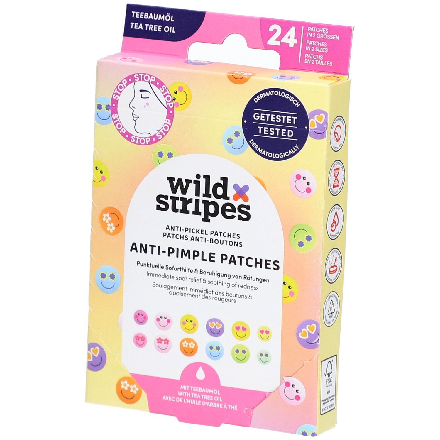 Wild Stripes Anti-Pickel Patches Smile Stop 24 St Pflaster