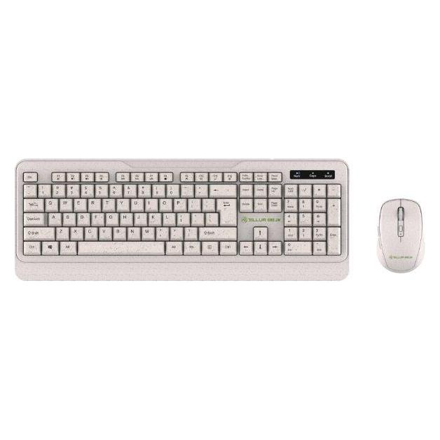 Tellur Green Wireless Keyboard and Mouse Nano Recever Creame (US, Kabellos) (TLL491171)