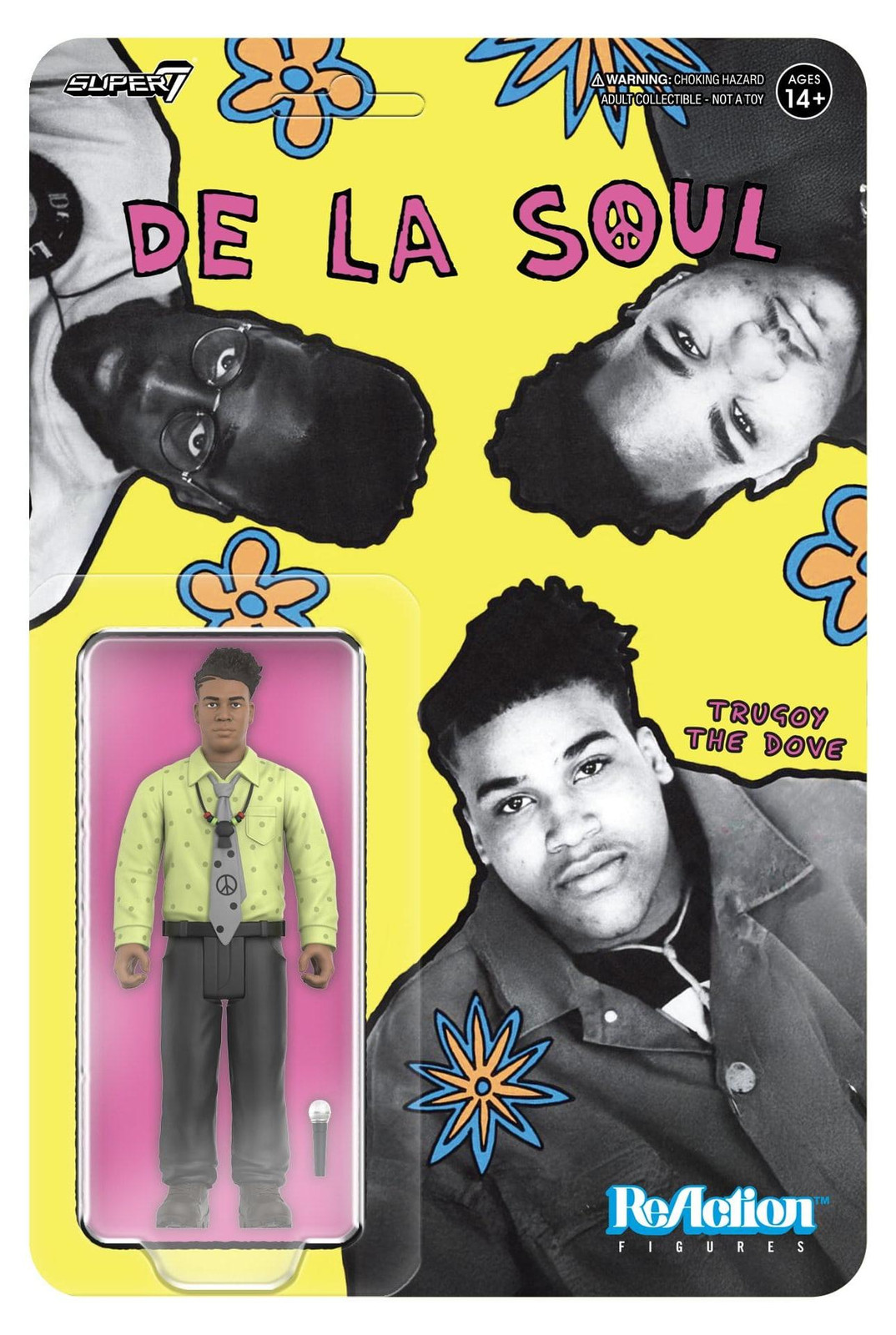 Super7 De La Soul David Trugoy the Dove Jolicoeur ReAction actiefiguur met accessoire, 9,5 cm
