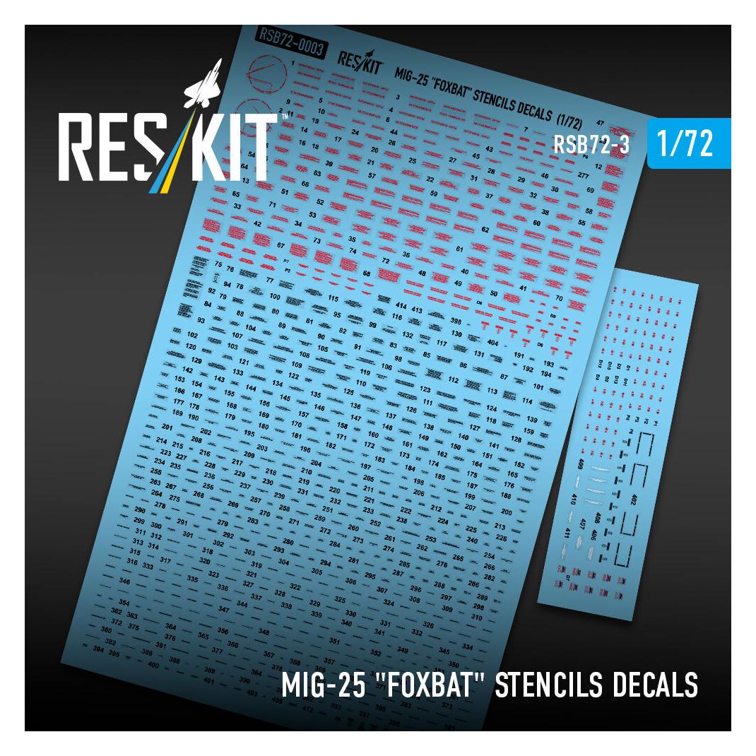 ResKit MiG-25 Foxbat Stencils Decals (RSB72-0003)