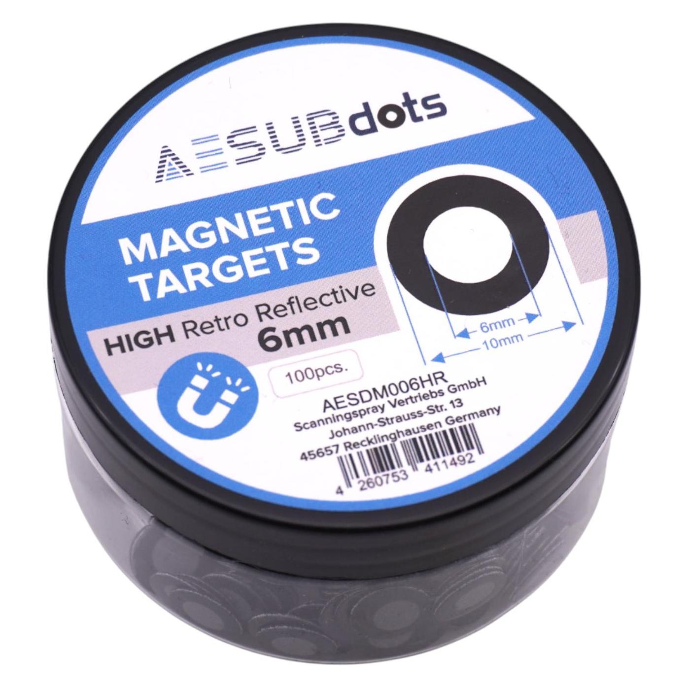 Aesub dots Retroreflektierende Markierungspunkte magnetisch 6mm 100 Stück (AESDM006HR-10)