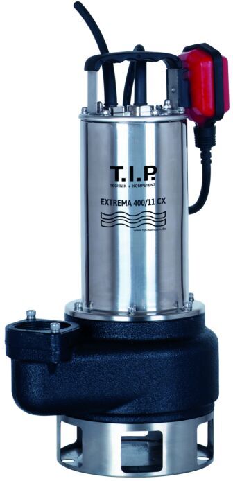 T.I.P. Schmutzwasser Baupumpe - Edelstahl, 24.000 l/h,  11 m Förderhöhe, 1.500W, Gussgehäuse, bis 95°C, Extrema 400/11 CX 30168