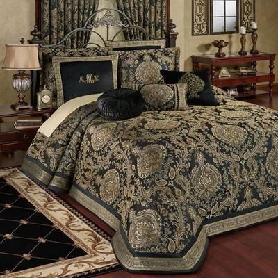 Touch of Class Bellevue Grande Bedspread Black, King, Black
