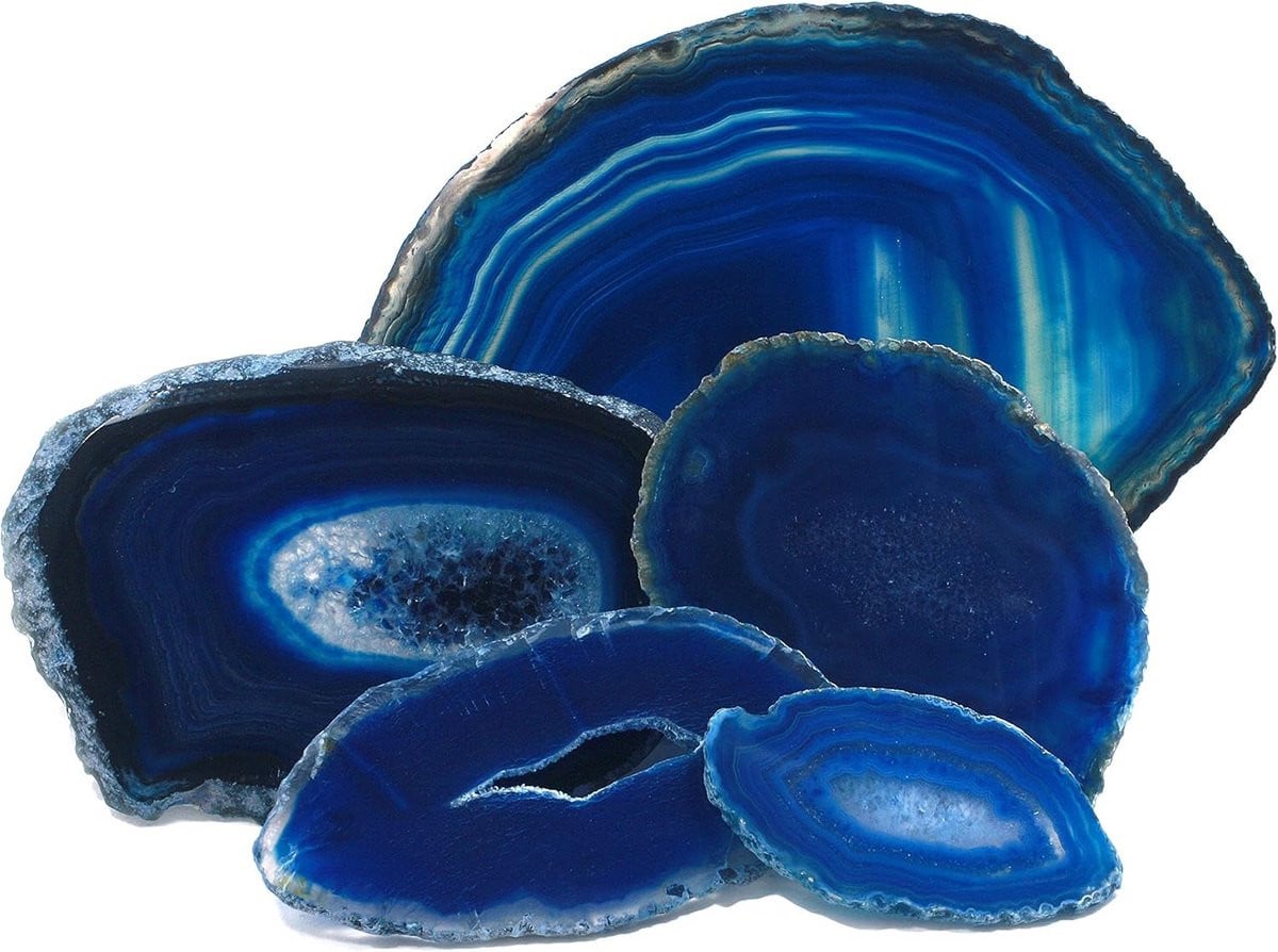 Echte Blauwe Agaat Plak Mini - Dunne Doorsnede voor Decoratie en Sieraden