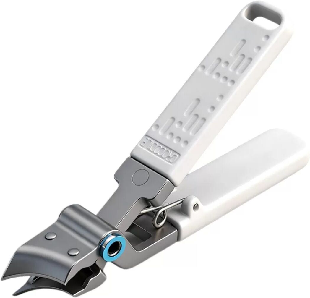 INF Pince à ongles inclinée Crocodile - Acier inoxydable, manche ABS, grande ouverture pour ongles épais Blanc