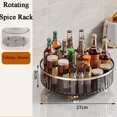 Inspire Select 360 Rotating Storage Turntable Organizer Multifunctional Spice, Cosmetic & Fruit Lazy Susan Tray gray 10.63 In