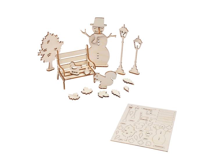 3D-Puzzle-Dekoration aus Naturholz, Schneemann