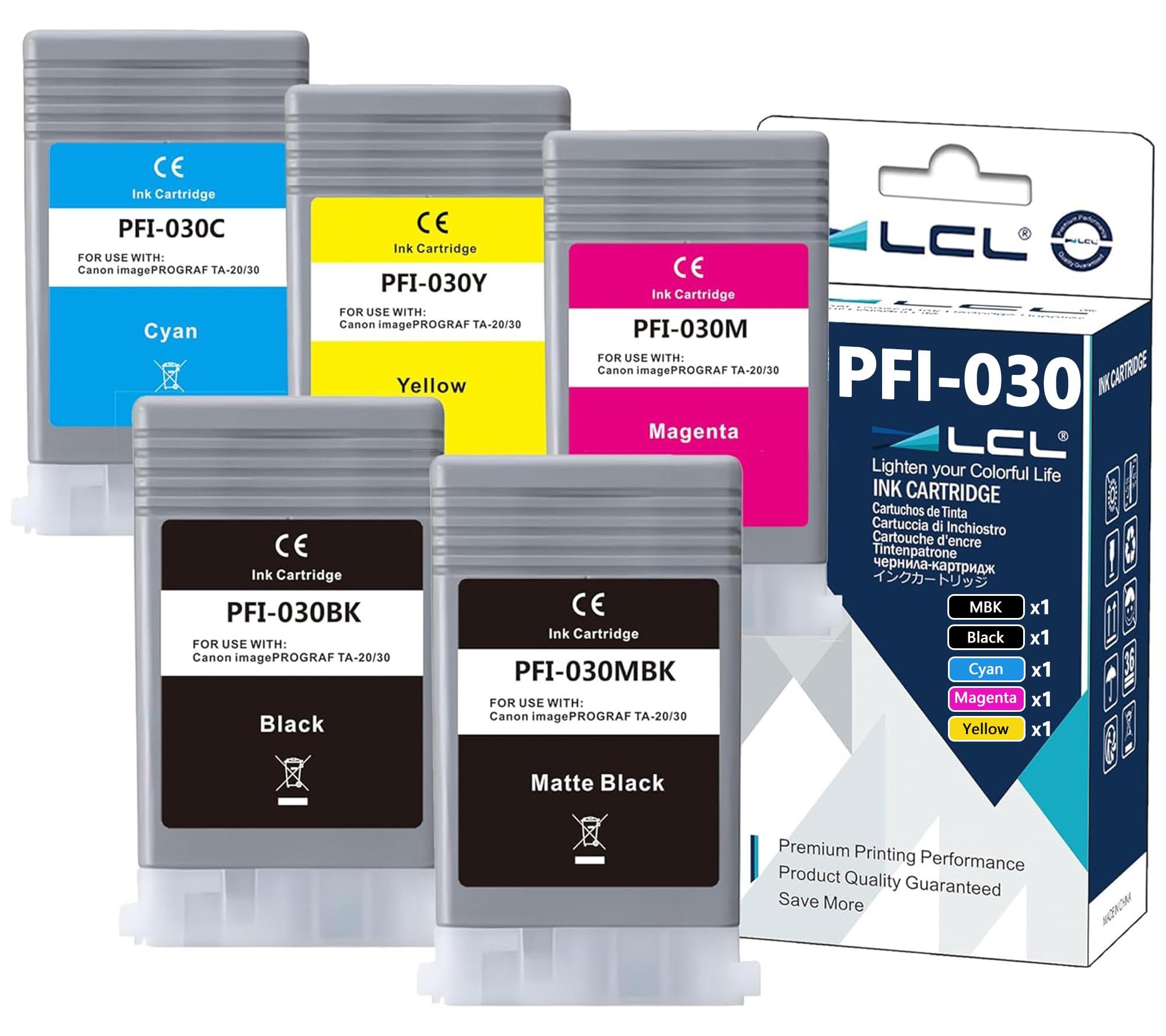 Tintenpatronen PFI030 5er-Pack (MBK, BK, C, M, Y) für Canon TA-20/TA-30