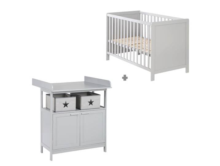 Roba Babyzimmer-Set Hamburg mit Türen 2-teilig, Taupe, Holzwerkstoff, 66x76x123 cm, Baby- und Kindermöbel, Babyzimmer