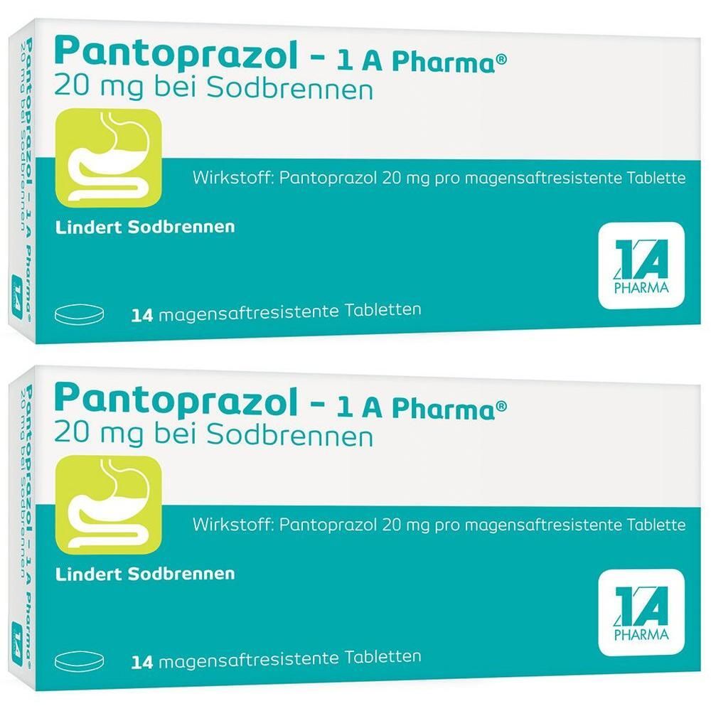 Pantoprazol-1A Pharma 20mg bei Sodbrennen msr.Tab. 2x 2x14 St Tabletten magensaftresistent