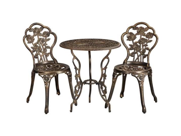 Yaheetech Ensemble de Table et Chaise Salon de Jardin Balcon Kit de Bistro 2 Chaise 1 Table en Alliage Aluminium Bronze