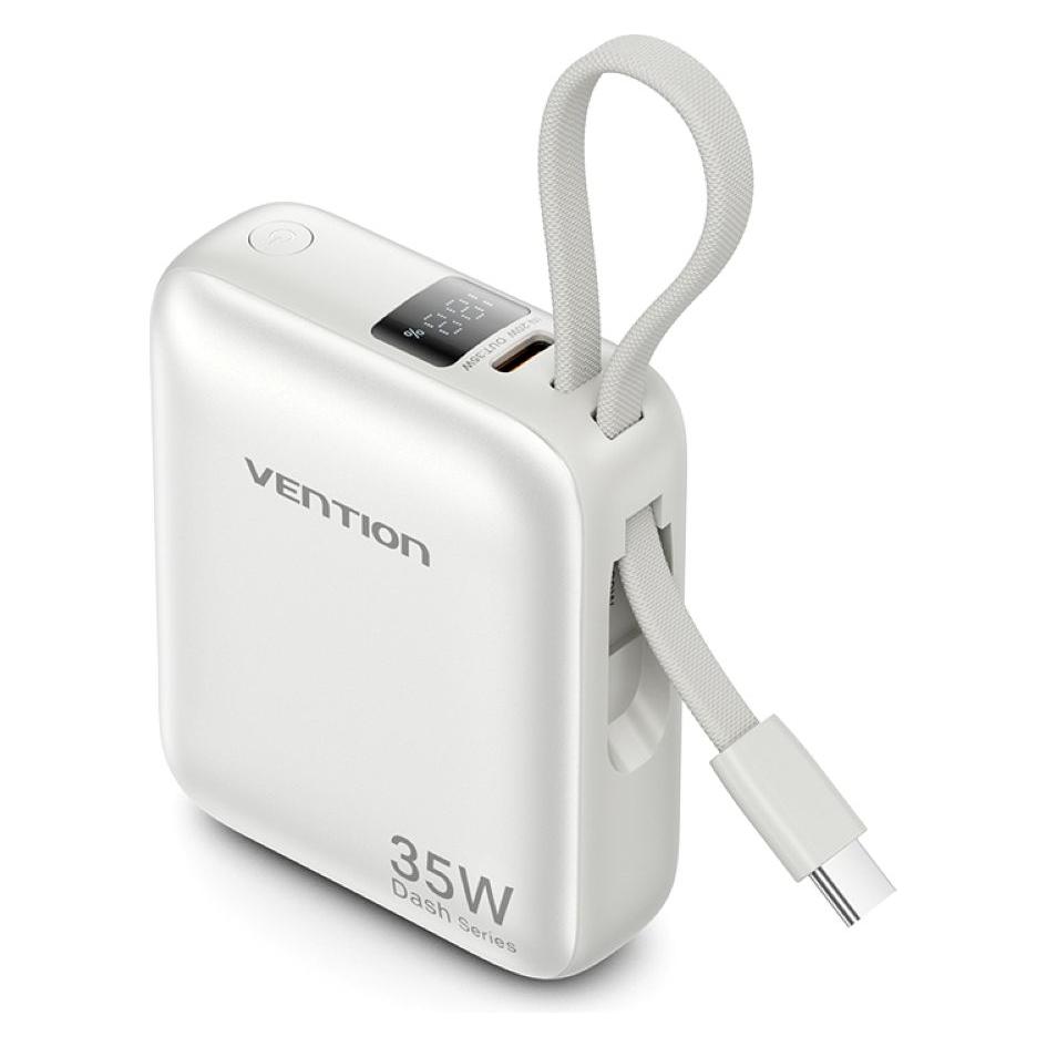 Vention Powerbank 10000mAh 35W PD z wbudowanym kablem USB-C beżowy (10000 mAh, 35 W, 38.50 Wh) (FHEN0)