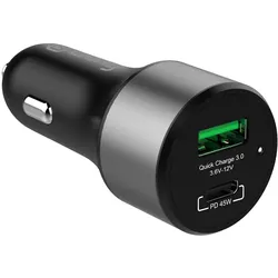 AutoLadegerät Crong Power 63W – USB-C PD 45W autoLadegerät + USB QC 3.0 18W (schwarz)