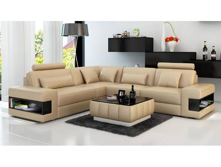 Xlmoebel Ecksofa Leder-Eckcouch in eleganter L-Form für stilvolle Wohnräume, Ecksofa, Hergestellt in Europa