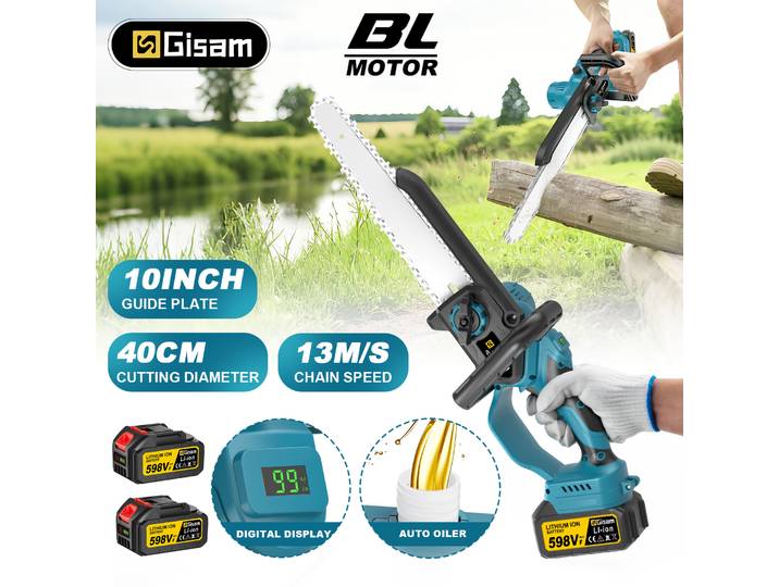 Tronçonneuse électrique sans fil Gisam 5500W 10 pouces, outil de jardinage sans fil pour batterie Makita 18V