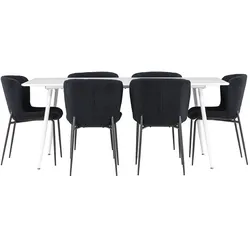 Ebuy24 Silar Essgruppe Tisch 90x180cm und 6 Teddy Stühle weiß.