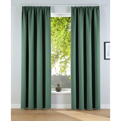 Verdunkelungsvorhang OTTO HOME "Solana, Gardinen mit Kräuselband, verdunkelnd, 2er Set, Topseller" Gr. 1, grün, B:140cm H:145cm, Polyester, Gardinen, 2er-Set Verdunklungsvorhang mit Thermofunktion, Bestseller, einfarbig