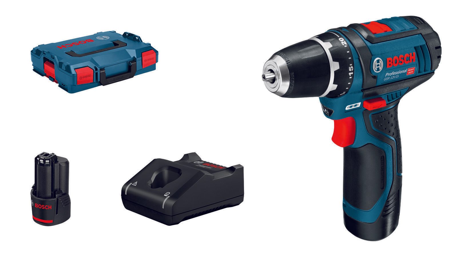 BOSCH Professional Akku-Bohrschrauber-Set GSR 12V-15 0601868109