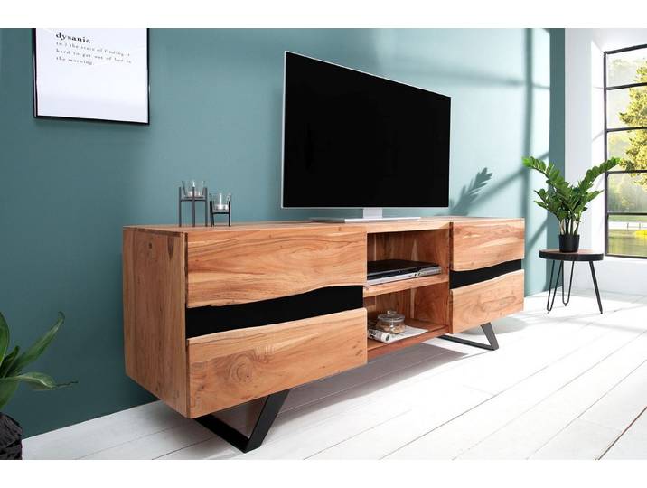 Licht-Erlebnisse TV-Board KARIMIA, TV Lowboard Holz Akazie Unikat 160 x 65 x 43 cm TV Möbel Wohnzimmer