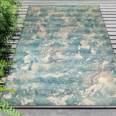 Trans Ocean Import Co Inc "Stormy Sea Rectangle Rug Teal, 3'3"" x 4'11"", Teal"