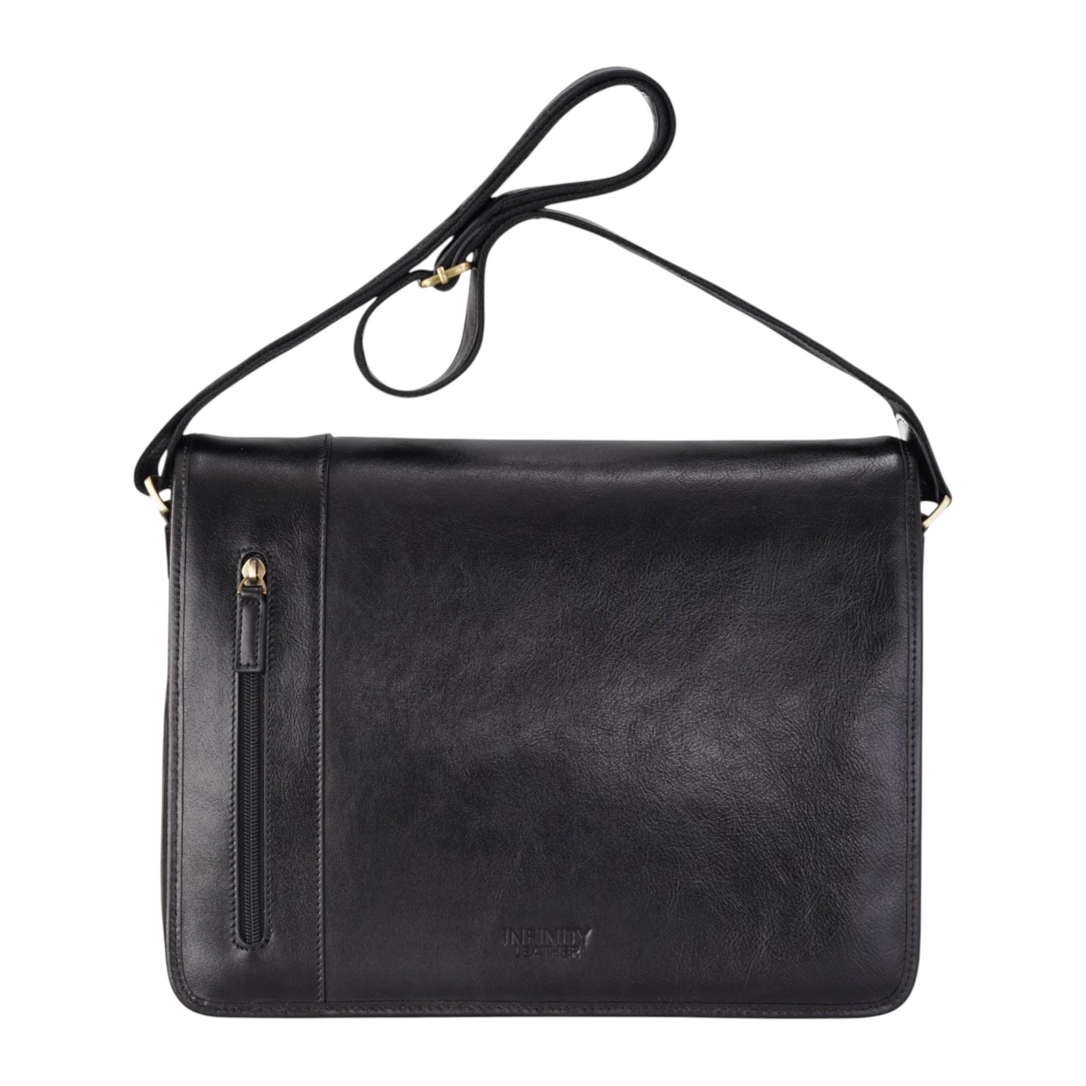 Schwarze Laptoptasche aus echtem Leder – Astor