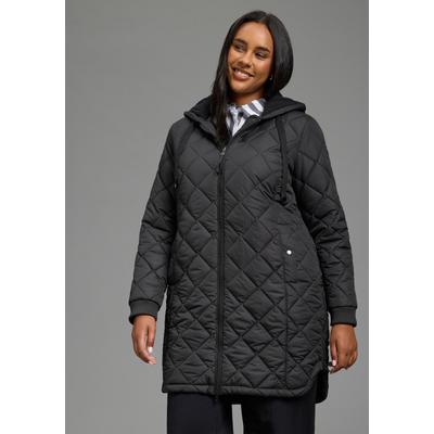 Steppmantel LAURA SCOTT CURVE "Große Größen", Damen, Gr. 52, schwarz, Web, Obermaterial: 100% Polyester. Futter: 100% Polyester. Wattierung: 100% Polyester, unifarben, figurumspielend Po-bedeckend, Rippbündchen, Mäntel Steppmantel, leicht gefüttert...