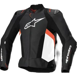 Alpinestars Missile V3 Airflow luftdurchlässige Lederjacke - schwarz-weiss-neonrot - 58