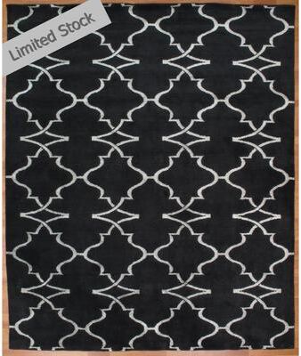 KALATY Portfolio Black Wool and Viscose Handmade Area Rug